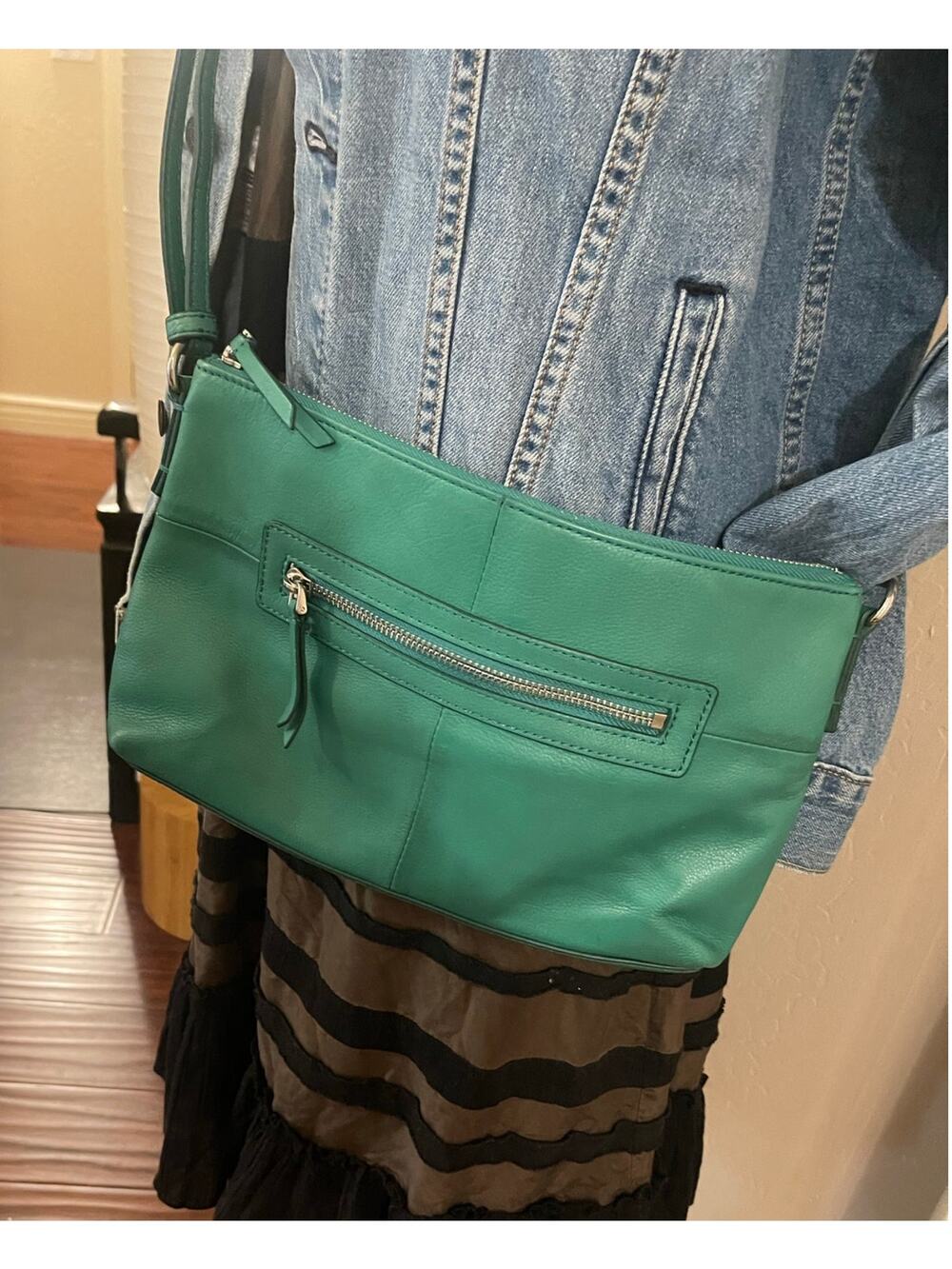 Margot green leather Crossbody bag